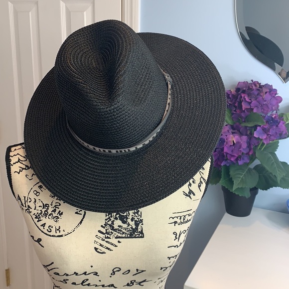 Boho Chic Wide Brim Panama Hat With Double Trim - Picture 7 of 9